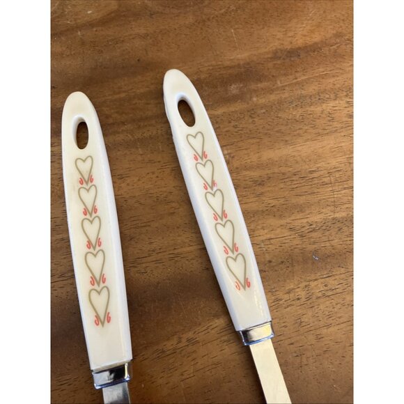 Vintage ANDROCK White Hearts Handle Serving Utensils Set - Picture 5 of 16
